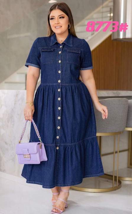 Colorado Denim Midi Dress, Washed Indigo