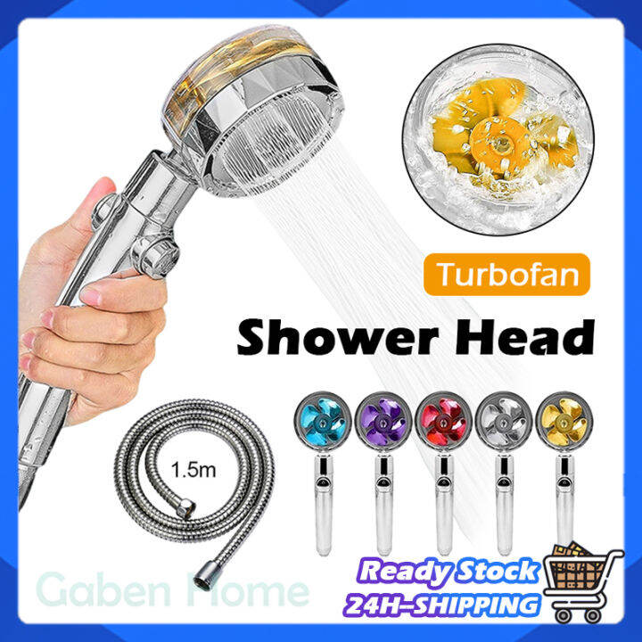 Turbo Shower Head 360° Rotation Spray Nozzle OneKey Stop Water