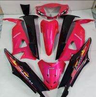 ชุดสี honda wave 100 Ubox แฟริ่ง เวฟ 100ubox สีชมพูดำ ยกชุด 10ชิ้น