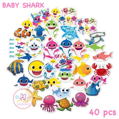 Sticker 🐟 สติ๊กเกอร์ BABY SHARK H 153 เบบี้ชาร์ค 40ชิ้น น้องน่ารักมาก น้อง ปลา ฉลาม เบบี้ ชาค ชาร์ค ปลาฉลาม เพลง เด็ก การ์ตูนเด็ก การ์ตูน โลมา นีโม่ ปลาวาฬ ปลาหมึก เบ บร้ ชัก ชัค ชาค ชาร์ค เบบี้ชัค เบบี้ชาค