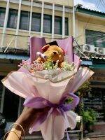 Graduation bear artificial flowers