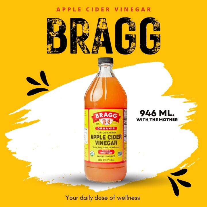 Bragg Apple Cider Vinegar 946 ml. ขวดใหญ่ มีตะกอน Lazada.co.th