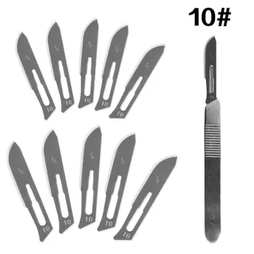 10 Sterile Surgical Blades #24 with Scalpel Knife Handle #4