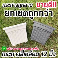 ?ขายดี? กระถางสี่เหลี่ยม 12 นิ้ว เซต 5,6 ใบ กระถางกุหลาบ กระถางทรงโรมัน