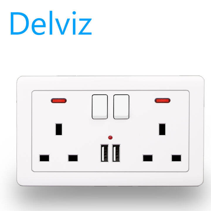 Delviz(international brand) UK wallmounted 13A power socket.Dual Tri