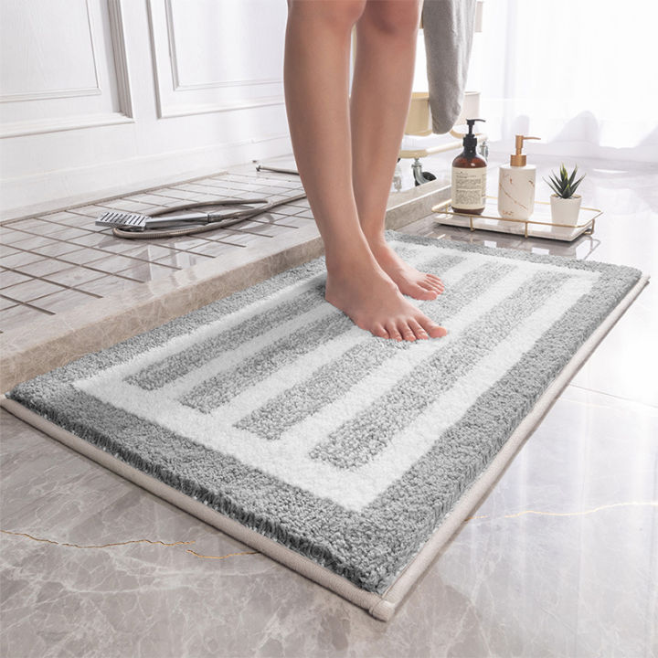 Gray Bath Mat 50 X 80 Cm Thickened Water Resistant Bathroom Mat