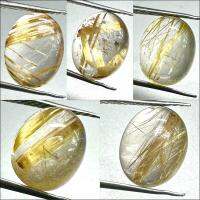 คาโบชองควอทซ์ร่องทอง 10x8mm รูปไข่ หินธรรมชาติ 100% golden rutilated quartz cabochon 10x8mm oval shape 100% natural stone