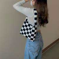 Checkered Shoulder bag กระเป๋าถัก งาน Handmade 100%