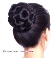 กิ๊บผมปลอม​ วิกผมมวย​ ผมเกล้า​ แฮร์​พีชดังโงะ สีblack brown​  น้ำตาล​ดำธรรมชาติ​