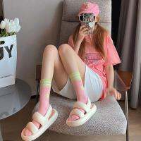 ถุงเท้าหลากหลายสีสัน ลายแถบ ลายหัวใจ ใส่ได้หลายสไตล์Striped socks candy color womens socks