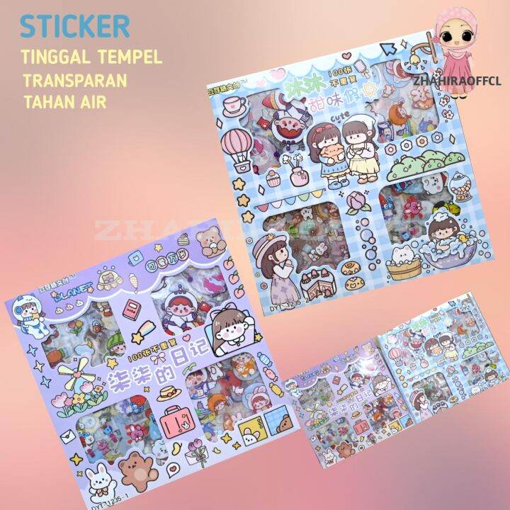 STICKER/STIKER LUCU KOREA KARTUN Aesthetic 2D stiker box isi 100 pcs