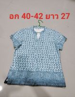 เสื้อทำงาน ผ้าบาติก ตัดเย็บอัดผ้ากาว เนื้อผ้าดี ใส่สบาย มือ 1 อก 40-42