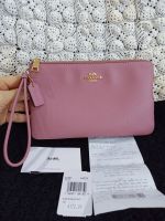 กระเป๋าคล้องมือไซส์ L ใบใหญ่ Coach F87587 Double Zip Wallet In Polished Pebble Leather แท้100%