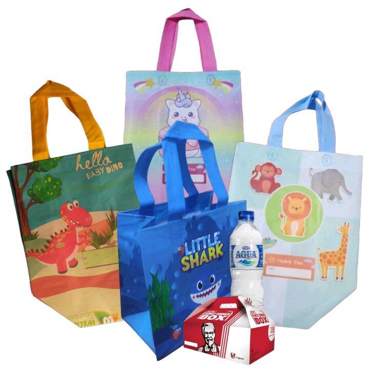 1 Pack isi 12 pcs Tas Kain Spunbond Goodie Bag Ulang Tahun Ukuran Besar ...