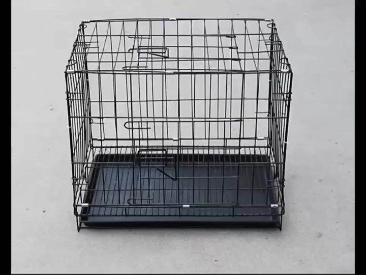 Dog Cage with Poop Tray Heavy Duty Pet Collapsible Cage Foldable Pet