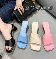 รองเท้าส้นสูง 2.5นิ้ว เปิดนิ้วเท้า หัวสี่เหลี่ยม ?ของใหม่?size 36?สีชมพู