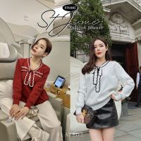 FF0385 : ST.JAMES KNITTED BLOUSE เสื้อยืดคาร์ดิแกน แขนยาว ผูกโบว์