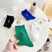 ? ถุงเท้า หวีผ้าฝ้าย แฟชั่นแนวสปอร์ต พร้อมส่ง เย็บปักถักร้อย cotton 100% long socks（ใหม่104）