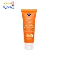 BOOTS VITAMIN C Cleansing Foam บู๊ทส์ วิตามิน ซี ไบร์ทเทนนิ่ง คลีนซิ่ง โฟม 100 มล  โฟมล้างหน้าวิตามินซี ฟองเยอะ