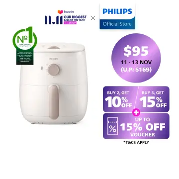 Philips Airfryer 3000 Series L Compact Airfryer - White (HD9100)