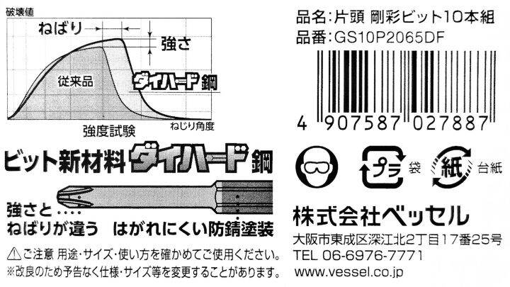 vessel-gs-ดอกไขควงแฉก-ph2-ก้านสลิม-ยาว-65mm-100mm-made-in-japan