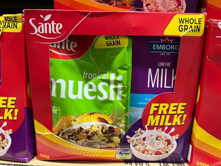 SANTE TROPICAL MUESLI CEREAL + FREE 1 LITER LOW FAT MILK Lazada PH