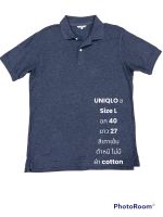 เสื้อ uniqlo ผ้า cotton 100. สีเทาเข้ม size L ไม่มีตำหนิ รายละเอียดในรูป