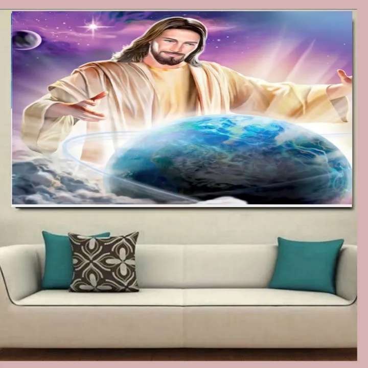 Poster Cetak Hiasan Dinding Jumbo Gambar Tuhan Yesus Ukuran 100x70cm Dan 200x100cm Tanpa Bingkai