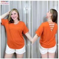 เสื้อยืดเปิดหลังสาวอวบ Free size: 46 - 52 นิ้ว.เสื้อยืดแฟชั่นสาวอวบ