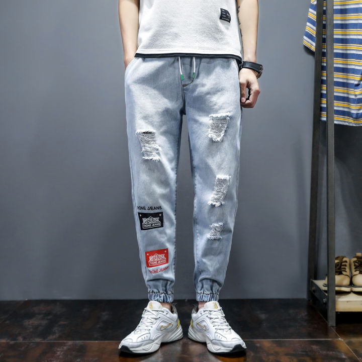 New Fashion Street Wear Denim Jeans Men Tapered Skinny Joggers Ripped Man  Zipper Hip Hop Male Jeans Home Denim Buy New Men's Slim-fit Ripped Pants  New Men's Painted Jeans Patch Beggar |