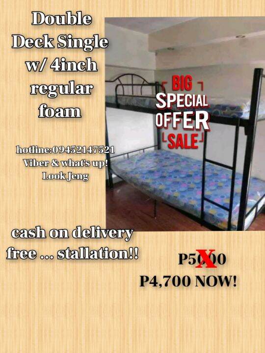 cash on delivery double deck single with regular foam Lazada PH