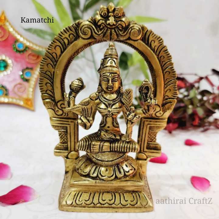 Kamatchi Amman Idol Brass Antique Finish Goddess Kamatchi Brass 