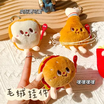 1pc Food Plush Keychain Hamburger Hot Dog French Fries Doll Soft