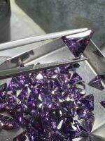 CZ AMETHYST TRIANGLE ขนาด 8X8 mm weight น้ำหนัก  แพซ CZ เพชรรัสเซีย เนื้อแข็ง พลอย cubic zirconia(2 เม็ด ) แพซ พลอย LAB MADE 100%