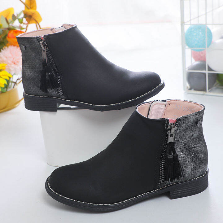 Fashion ankle boots for kids girls zip rubber boots for kids size2636 Lazada PH
