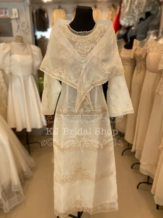 long sleeve filipiniana dress