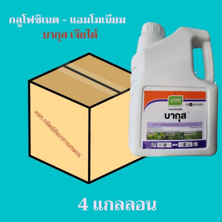 บากุส-เจียไต๋-ยกลัง-4แกลลอน-ขนาด-4-ลิตร-กลูโฟซิเนต-แอมโมเนียม-สารกำจัดวัชพืชใบแคบ-หญ้าใบกว้าง-สาบม่วง-หญ้าตีนกา