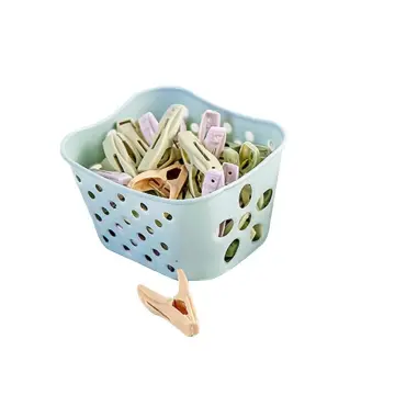 Clothesline Clips,30PCS Windproof Household Laundry Pins Clips with Basket