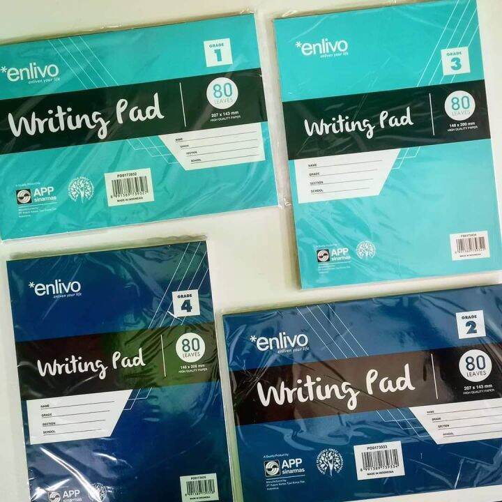ENLIVO Writing Pad 80 Sheets per pad (Grade 1/2/3/4) Lazada PH