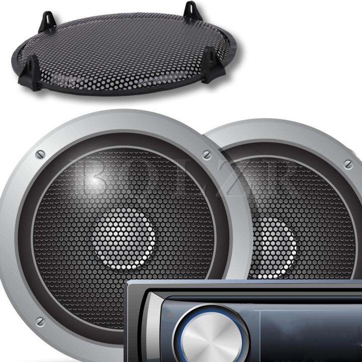 ตาข่ายกลมซับวูฟเฟอร์ฝาครอบ-grill-speaker-10-สำหรับรถบ้านชุดเครื่องเสียง2ชิ้นสีดำ