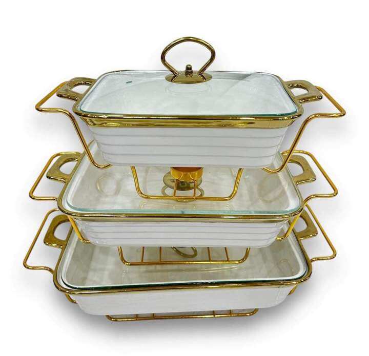 3 in 1 GOLD RIM FOOD WARMER WITH STAND | Lazada PH