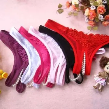 Women Cotton Underwear Women Sexy Lingerie G String Open Crotch Panties  Lace Tassel Pearl Pendant Underwear Crotchless Red, Red, One Size :  : Clothing, Shoes & Accessories