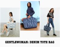 GENTLEWOMAN DENIM TOTE BAG [?NAVY/ ?WHITE]/ JUMBO DENIM TOTE BAG