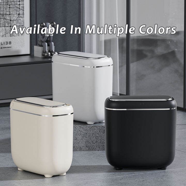 Plexor 14L Slim Intelligent Sensor Trash Can with Cover, Plastic