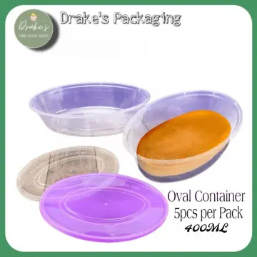 100pcs Clear Oval Dessert Acrylic Container with lid Food Grade