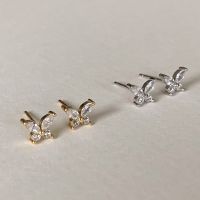 A.piece ต่างหูเงินแท้ [all silver 925 &amp; 14K gold] crystal butterfly earrings