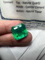 พลอย columbia โคลัมเบีย Green  Emerald มรกต very fine lab made oval shape 15x15 มม mm..16 กะรัต 1เม็ด carats (พลอยสั่งเคราะเนื้อแข็ง)