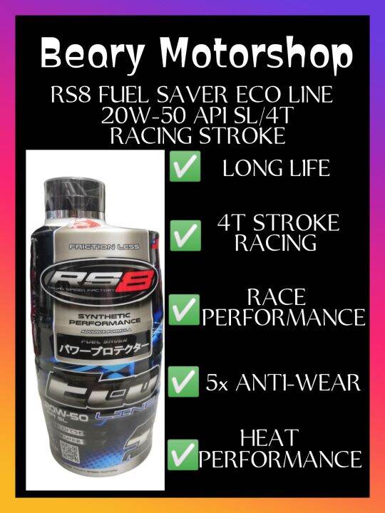 [BEARIE RS8 FUEL SAVER ECO LINE 20W50 API SL/4T RACING