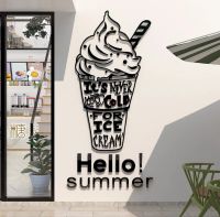 สติ๊กเกอร์ติดผนังอะคริลิค 3D ลาย ไอศครีม ไอติม ice cream Hello summer