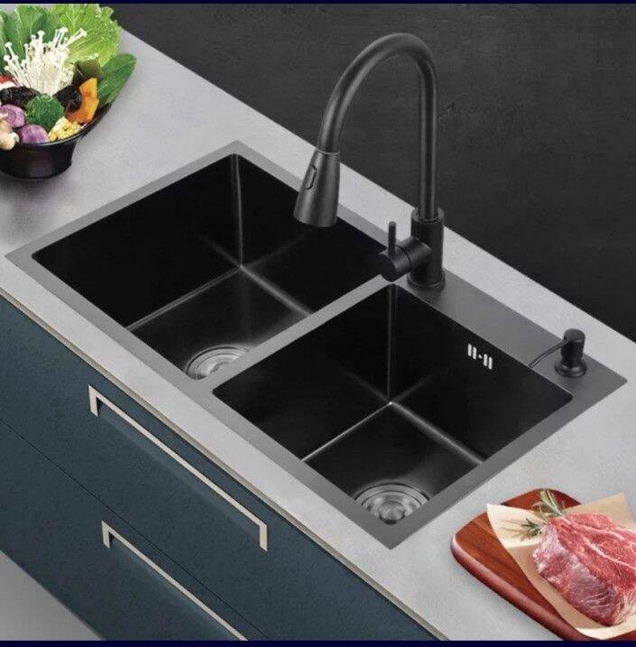 Kitchen Sink Black Lengkap Kran Bak Cuci Piring Model Onan Inobe Hitam Set Kran Tarik